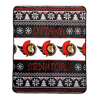 Ensemble de 2 couvertures et coussins des Fêtes 50" x 60" des Sénateurs d'Ottawa