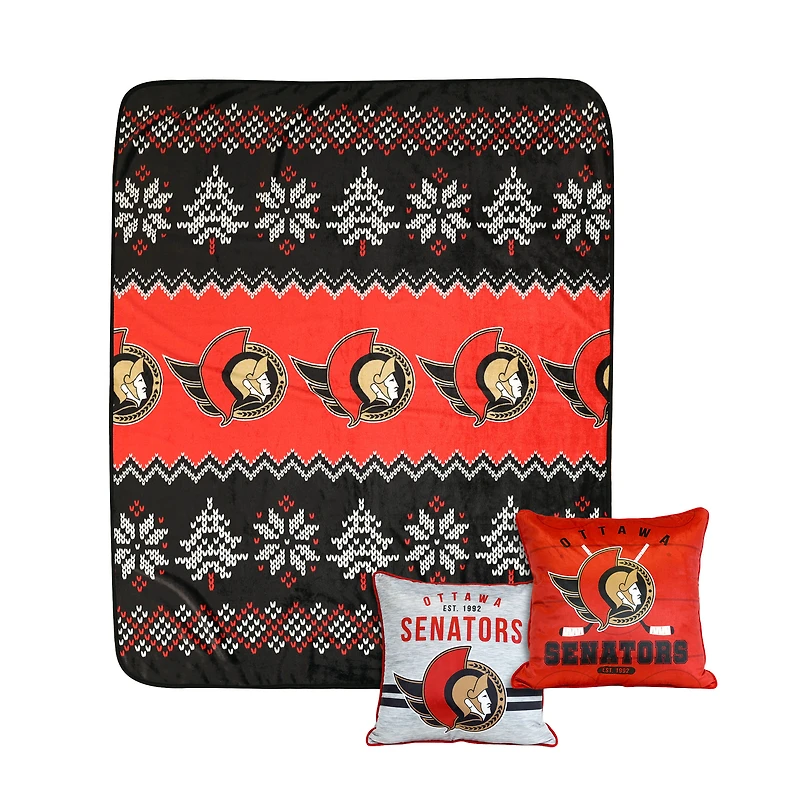 Ottawa Senators 3-Pack Throw Blanket & Pillows Set