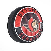 Coussin rond en forme de rondelle de hockey des Sénateurs d'Ottawa
