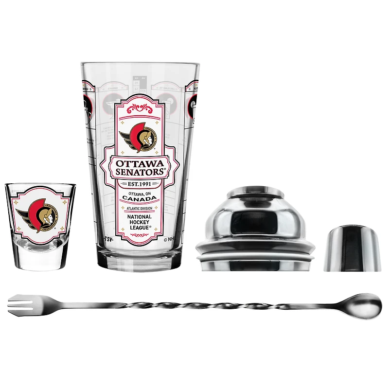 Ensemble de cinq verres à shot et verres à mélange pour barman des Sénateurs d'Ottawa The Sports Vault