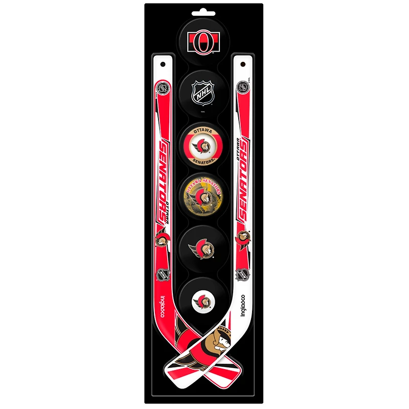Ensemble de huit mini bâtons de hockey et rondelle en mousse des Sénateurs d'Ottawa The Sports Vault