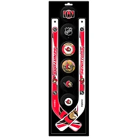 Ensemble de huit mini bâtons de hockey et rondelle en mousse des Sénateurs d'Ottawa The Sports Vault