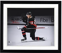 Tim Stutzle Ottawa Senators Autographed 16" x 20" Black Jersey Celebration Spotlight Photograph