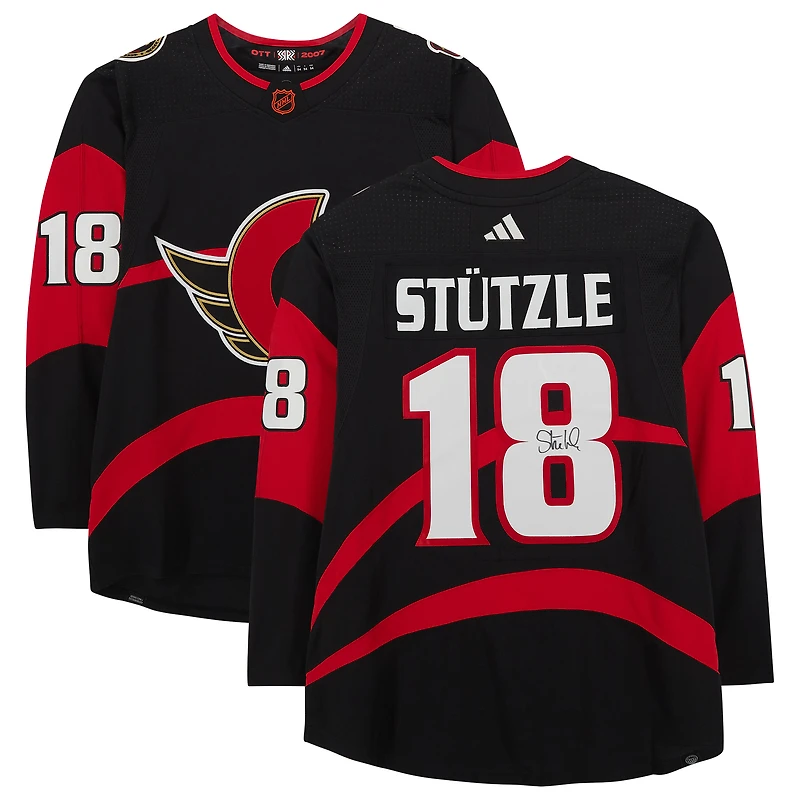 Maillot authentique adidas rétro inversé autographié de Tim Stützle, Sénateurs d'Ottawa, saison 2022-2023