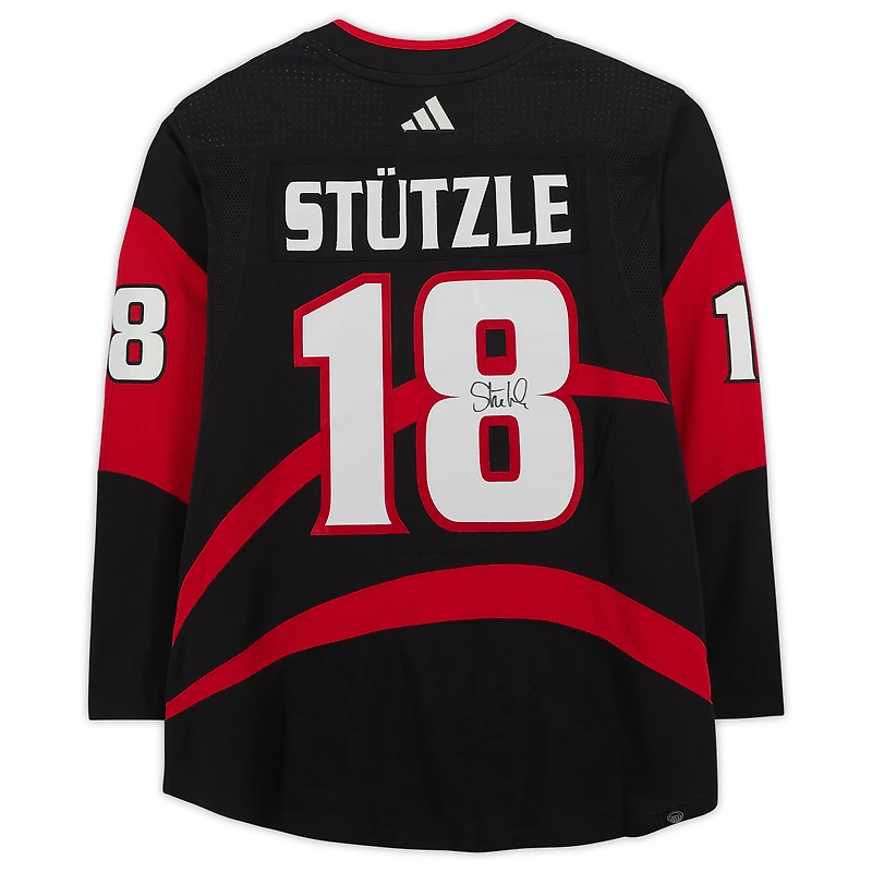 Maillot authentique adidas rétro inversé autographié de Tim Stützle, Sénateurs d'Ottawa, saison 2022-2023