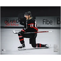 Tim Stutzle Ottawa Senators Autographed 8" x 10" Black Jersey Celebration Spotlight Photograph