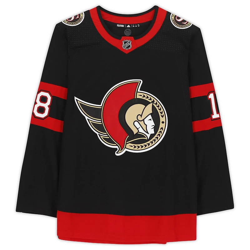 Tim Stutzle Ottawa Senators Autographed Black Adidas Authentic Jersey with "NHL Debut 1/15/21" Inscription