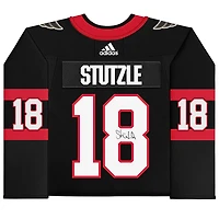Maillot Adidas authentique noir autographié par Tim Stutzle des Sénateurs d'Ottawa