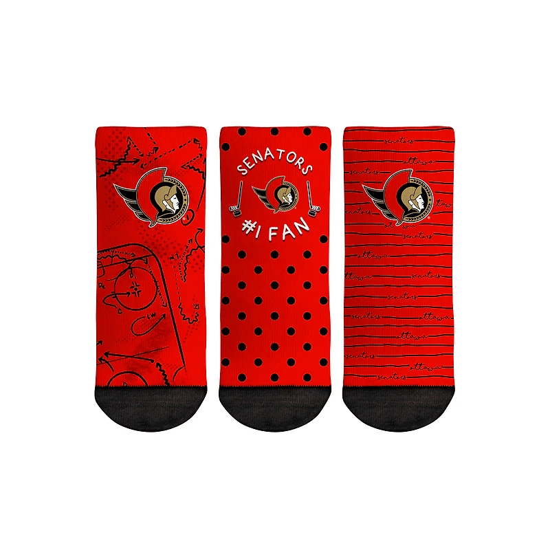 Toddler Rock Em Socks Ottawa Senators #1 Fan 3-Pack Crew Socks Set