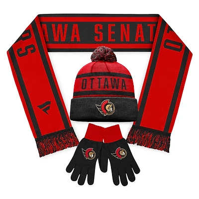 Pack combo écharpe, gants et tricot unisexe Fanatics Ottawa Senators