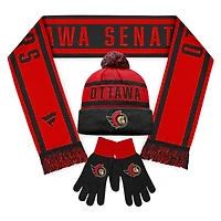 Pack combo écharpe, gants et tricot unisexe Fanatics Ottawa Senators