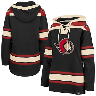 Women's '47  Black Ottawa Senators Superior Lacer Pullover Hoodie