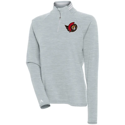 Women's Antigua  Heather Gray Ottawa Senators Milo Quarter-Zip Pullover Top