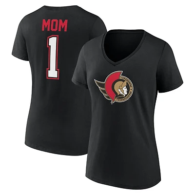 T-shirt à col en V noir pour femmes des Sénateurs d'Ottawa, spécial fête mères