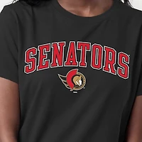 Women's Champion  Black Ottawa Senators Arch Mascot Logo T-Shirt