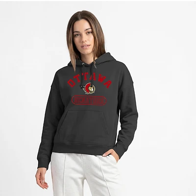 Women's Champion  Black Ottawa Senators Arched Pill Box Hoodie