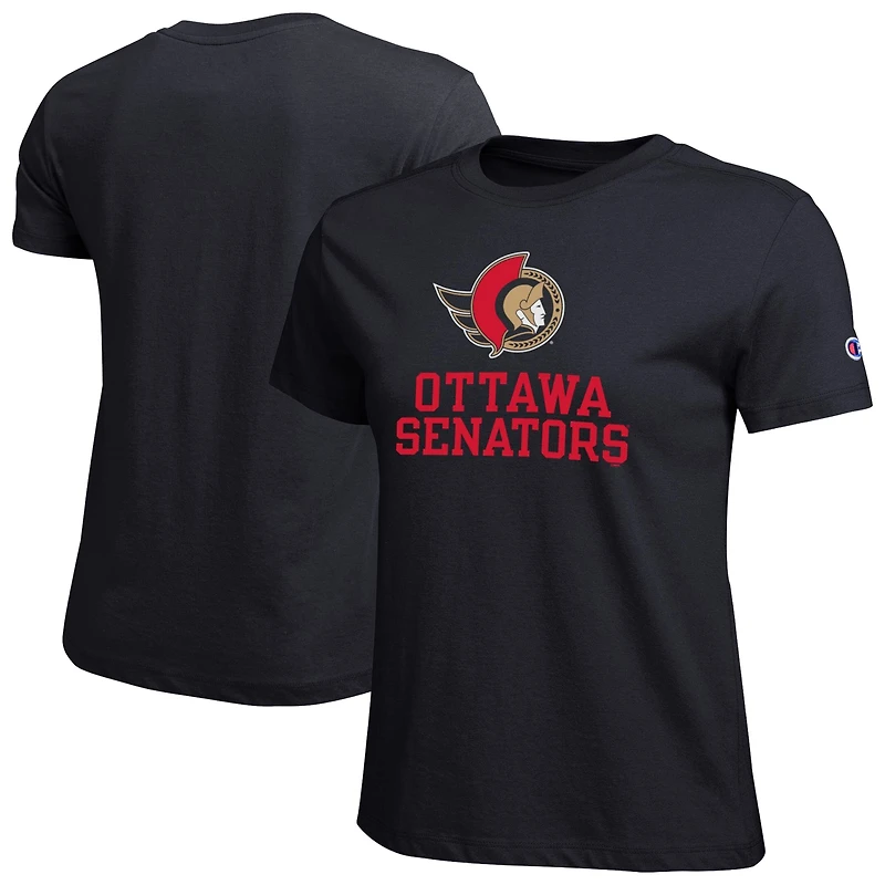 Women's Champion Black Ottawa Senators Wordmark Lockup T-Shirt