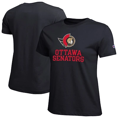 T-shirt à logo noir des Sénateurs d'Ottawa pour femmes championnes