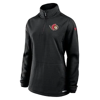 Pull à glissière quart de tour Authentic Pro Rink noir pour femmes Fanatics des Sénateurs d'Ottawa