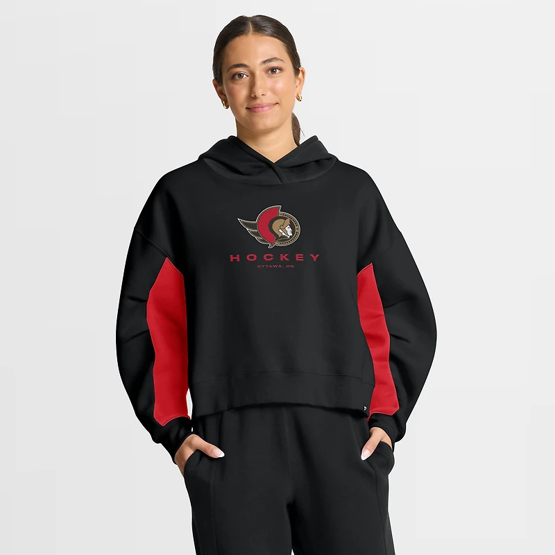 Women's Fanatics Black Ottawa Senators Back Check Boxy Hoodie