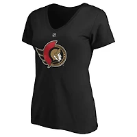 T-shirt à col en V avec nom et numéro de pile authentique des Sénateurs d'Ottawa Fanatics Brady Tkachuk pour femmes, rouge