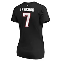 Women's Fanatics Brady Tkachuk Red Ottawa Senators Authentic Stack Name & Number V-Neck T-Shirt
