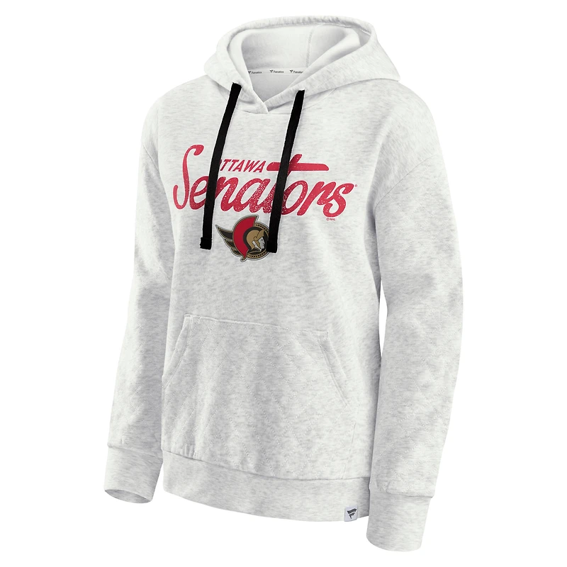 Sweat à capuche matelassé True Classics Oatmeal pour femmes des Sénateurs d'Ottawa Fanatics