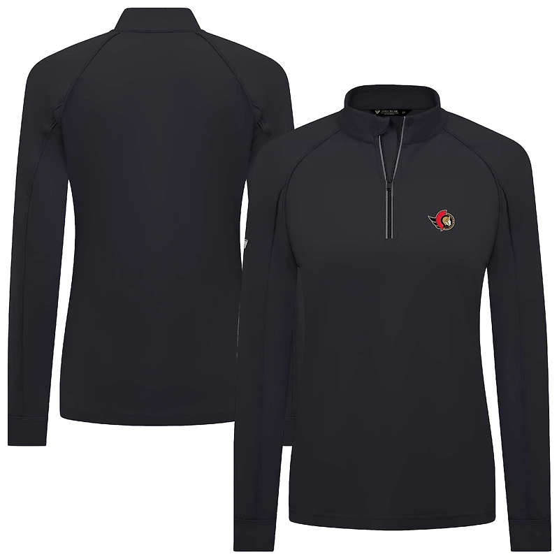 Women's Levelwear Black Ottawa Senators Kinetic Insignia Core Raglan Quarter-Zip Top