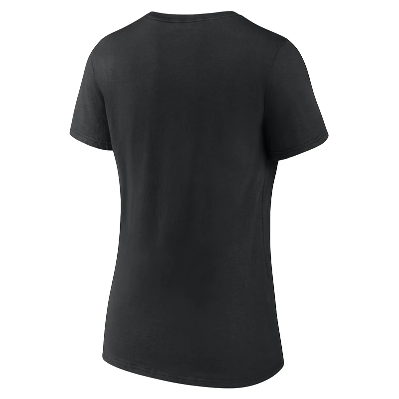 T-shirt noir à col en V avec logo des Sénateurs d'Ottawa pour femmes