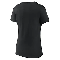 T-shirt noir à col en V avec logo des Sénateurs d'Ottawa pour femmes