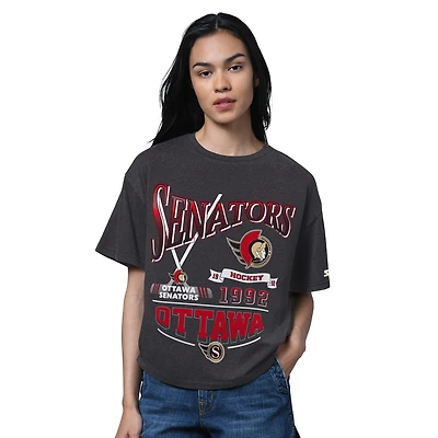 Women's Starter  Heather Black Ottawa Senators Hall of Fame Boxy T-Shirt