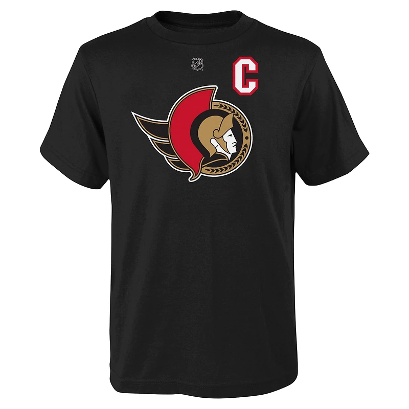 T-shirt noir avec nom et numéro du capitaine des Sénateurs d'Ottawa Brady Tkachuk pour jeunes