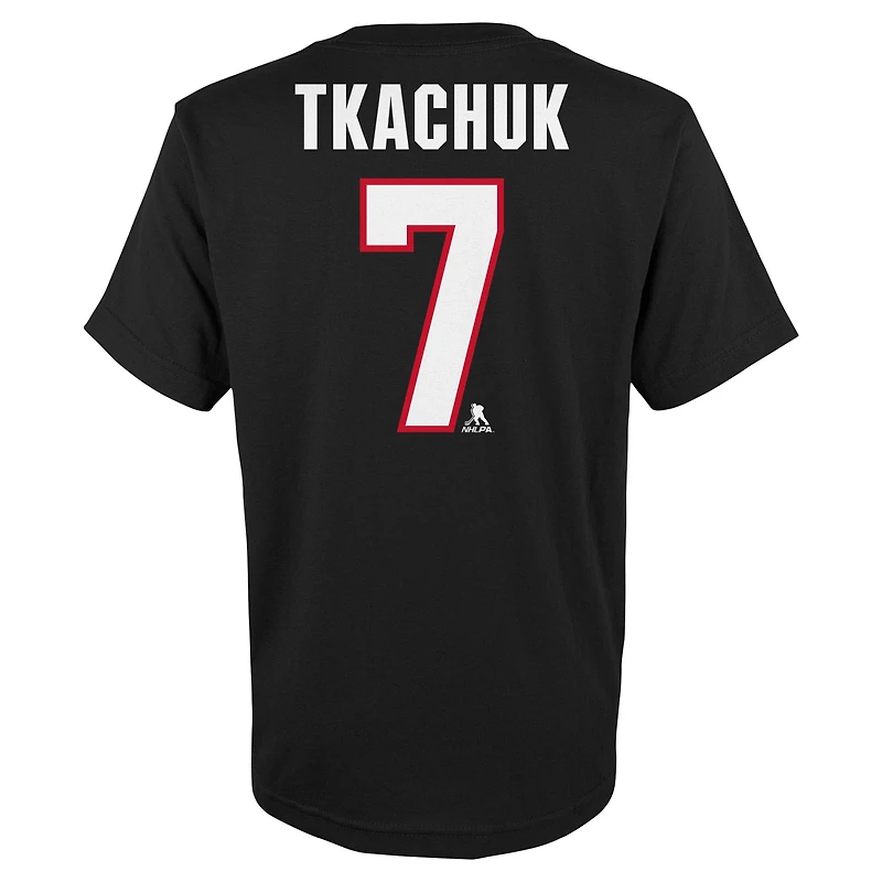 T-shirt noir avec nom et numéro du capitaine des Sénateurs d'Ottawa Brady Tkachuk pour jeunes