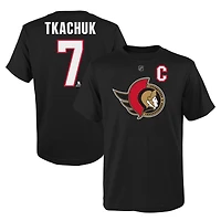 T-shirt noir avec nom et numéro du capitaine des Sénateurs d'Ottawa Brady Tkachuk pour jeunes