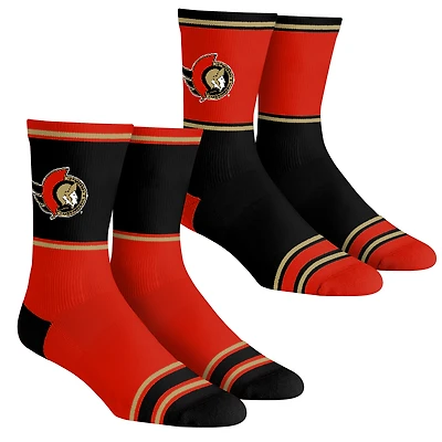 Ensemble de 2 paires de chaussettes à blocs de couleur pour jeunes Rock Em Socks des Sénateurs d'Ottawa