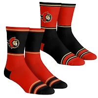 Ensemble de 2 paires de chaussettes à blocs de couleur pour jeunes Rock Em Socks des Sénateurs d'Ottawa