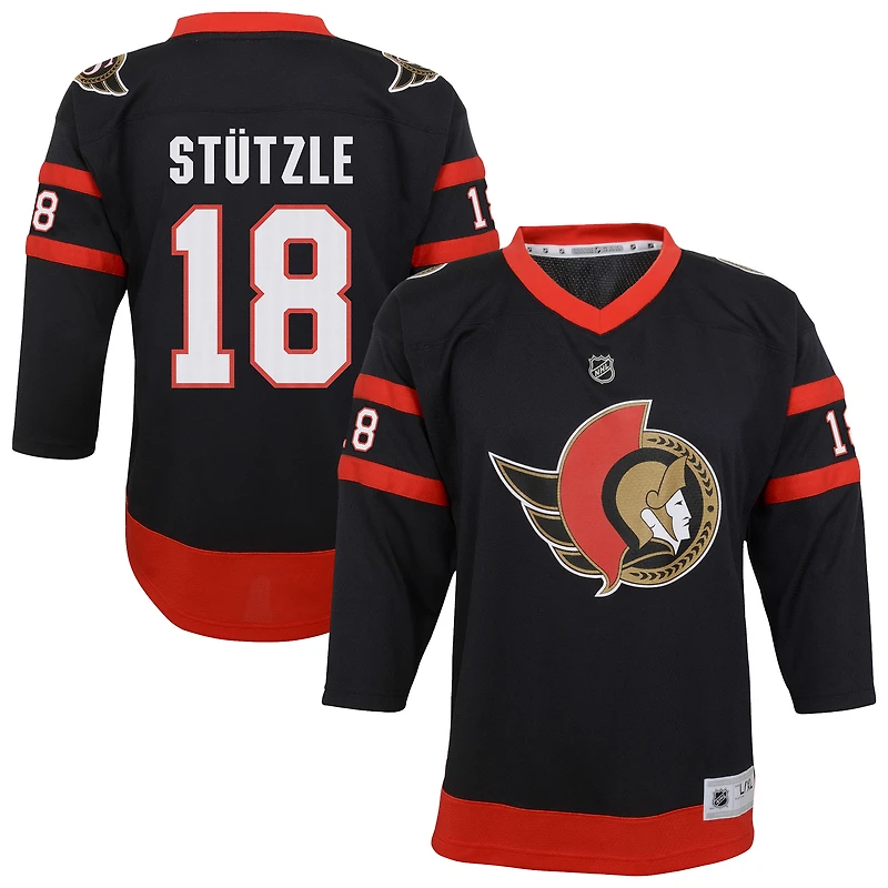 Maillot de joueur à domicile noir réplique des Sénateurs d'Ottawa Tim Stutzle pour jeunes