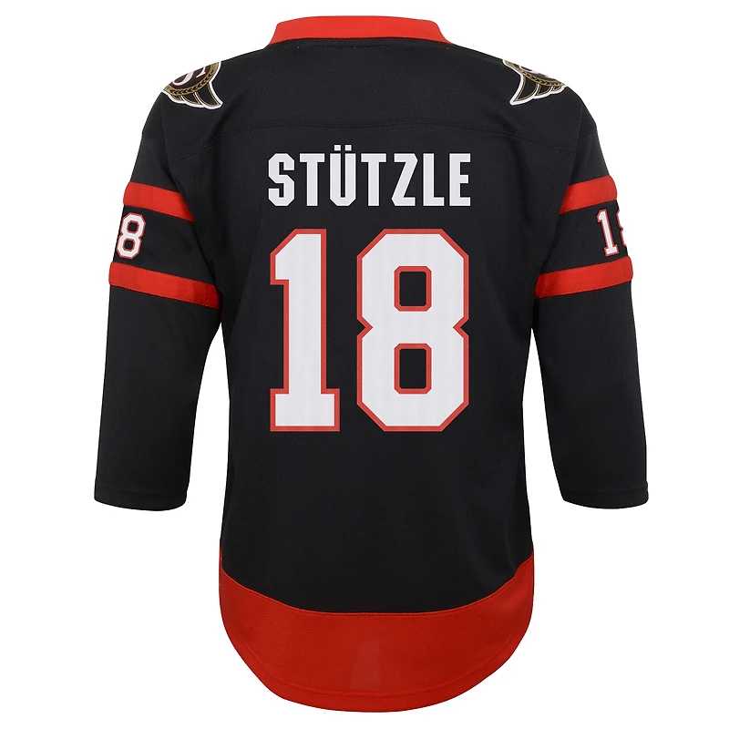 Maillot de joueur à domicile noir réplique des Sénateurs d'Ottawa Tim Stutzle pour jeunes