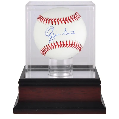 Balle de baseball autographiée par Ozzie Smith des Cardinals de St. Louis et vitrine de présentation de balles de baseball en acajou
