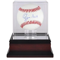 Balle de baseball autographiée par Ozzie Smith des Cardinals de St. Louis et vitrine de présentation de balles de baseball en acajou