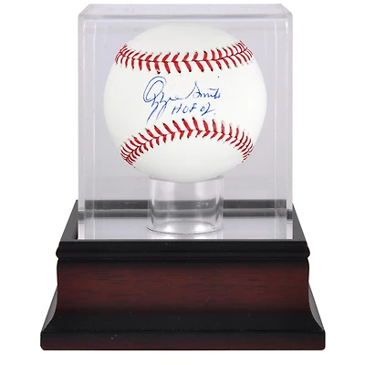 Ozzie Smith St. Louis Cardinals Autographed Baseball with "HOF 02" Inscription and Mahogany Baseball Display Case