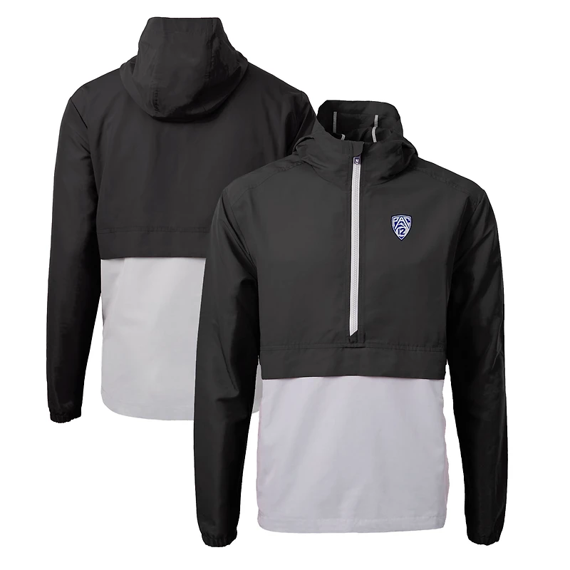 Anorak demi-zippé Charter Eco recyclé pour homme, noir, Cutter & Buck Pac-12 Gear