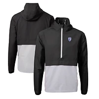 Anorak demi-zippé Charter Eco recyclé pour homme, noir, Cutter & Buck Pac-12 Gear