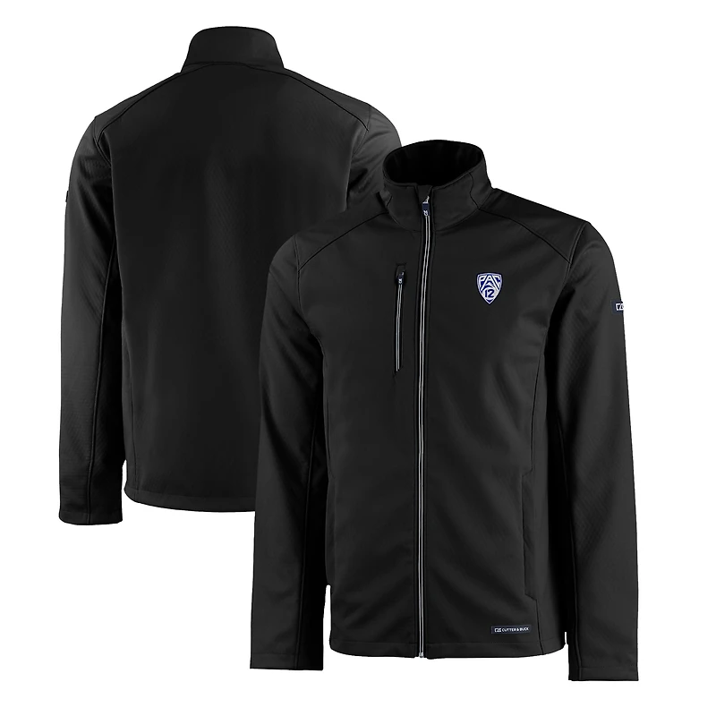 Men's Cutter & Buck  Black Pac-12 Gear Evoke Eco Softshell Recycled Full-Zip Jacket