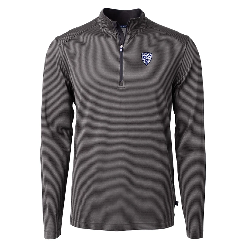 Men's Cutter & Buck  Black Pac-12 Gear Virtue Eco Pique Micro Stripe Recycled Polo