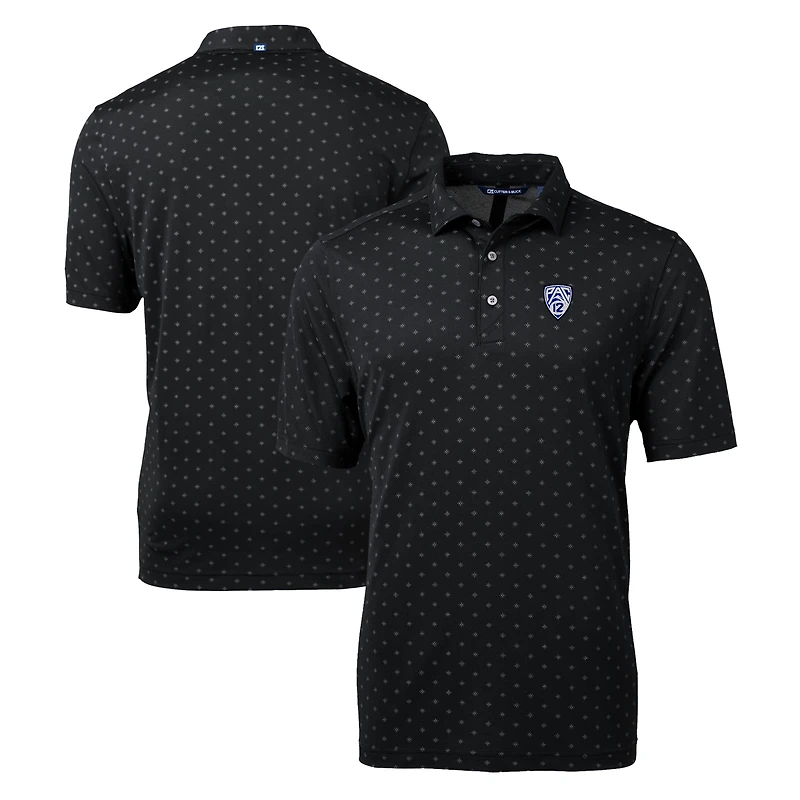 Men's Cutter & Buck  Black Pac-12 Gear Virtue Eco Pique Tile Print Recycled Polo