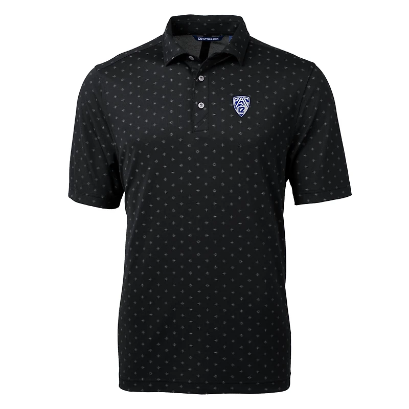 Men's Cutter & Buck Black Pac-12 Gear Virtue Eco Pique Tile Print Recycled Polo