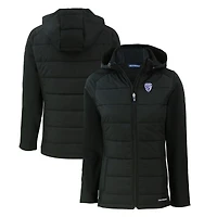 Women's Cutter & Buck  Black Pac-12 Gear Evoke Hybrid Eco Softshell Recycled Full-Zip Hoodie Jacket
