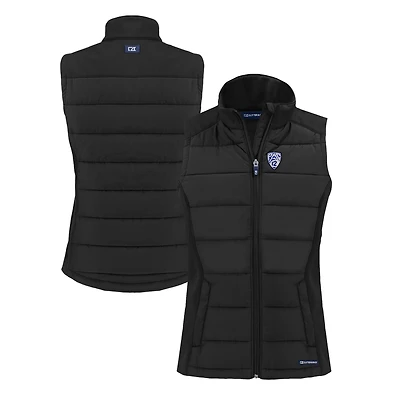 Women's Cutter & Buck  Black Pac-12 Gear Evoke Hybrid Eco Softshell Recycled Full-Zip Vest