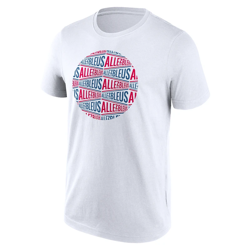 T-shirt blanc Fanatics pour homme Jeux olympiques d'été de Paris 2024 Allez Les Blues Roundall